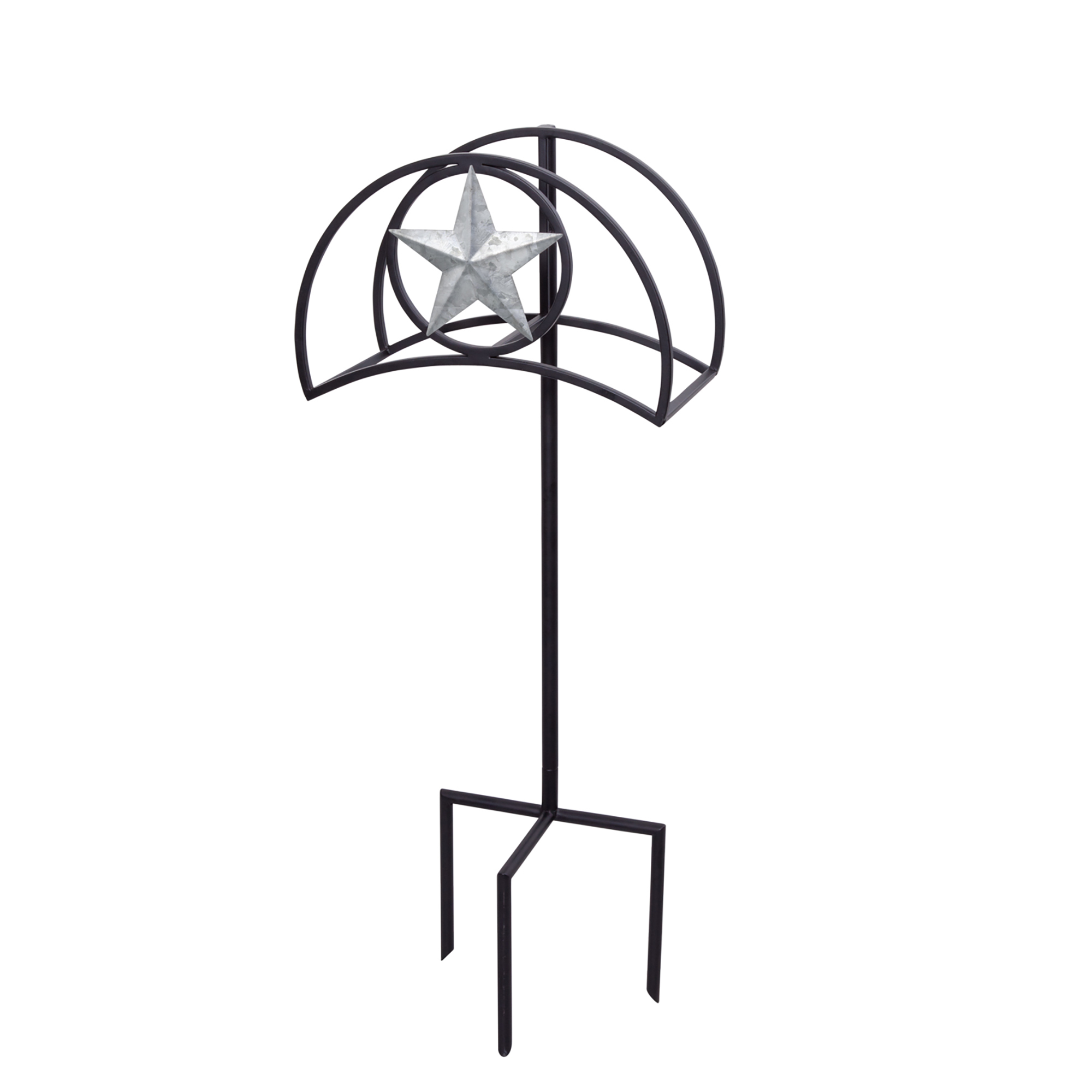 Liberty Garden Products, Deco Stand W/Galvanized Star, Hose Length Capacity 125 ft, Frame Material Steel, Color Black, Model# 122-KD